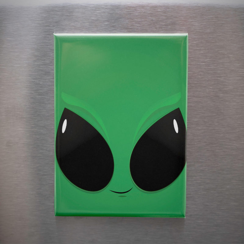Alien Face Cartoon 2.5x3.5in Magnet | Cute Quirky Retro Sci-Fi