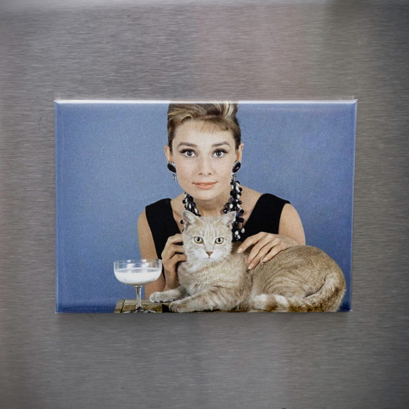 Audrey Hepburn With Cat 3.5x2.5in Magnet | Vintage Hollywood Glamour Portrait