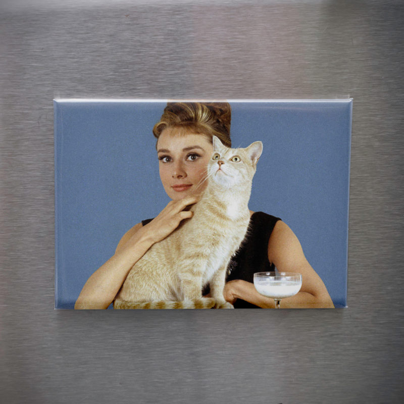 Audrey Hepburn With Cat 3.5x2.5in Magnet | Vintage Hollywood Glamour Portrait