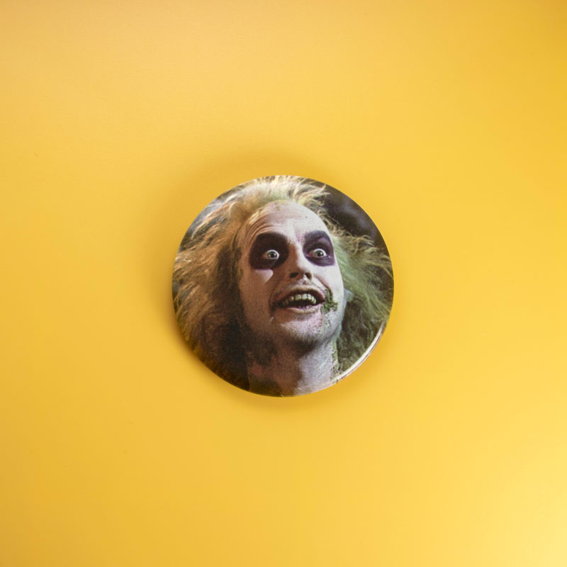 Beetlejuice Wide Eyes 1.5in Pin | Michael Keaton 80s Horror Comedy