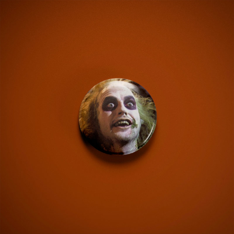 Beetlejuice Wide Eyes 1in Pin | Michael Keaton 80s Horror Comedy
