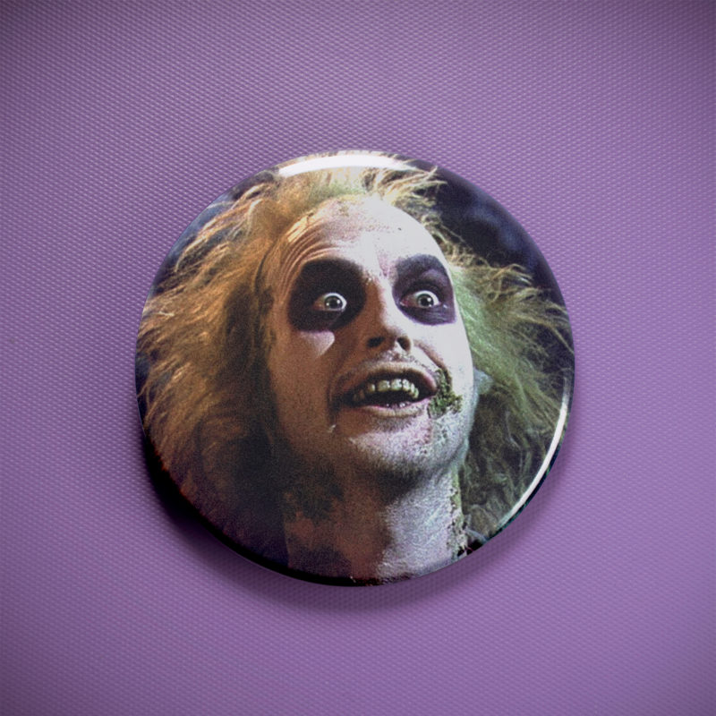 Beetlejuice Wide Eyes 2.25in Pin | Michael Keaton 80s Horror Comedy