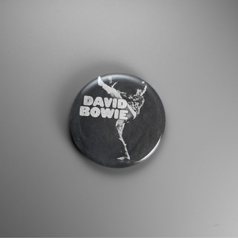 David Bowie Stage Kick 1.5in Pin | 70s Glam Rock Concert Photo