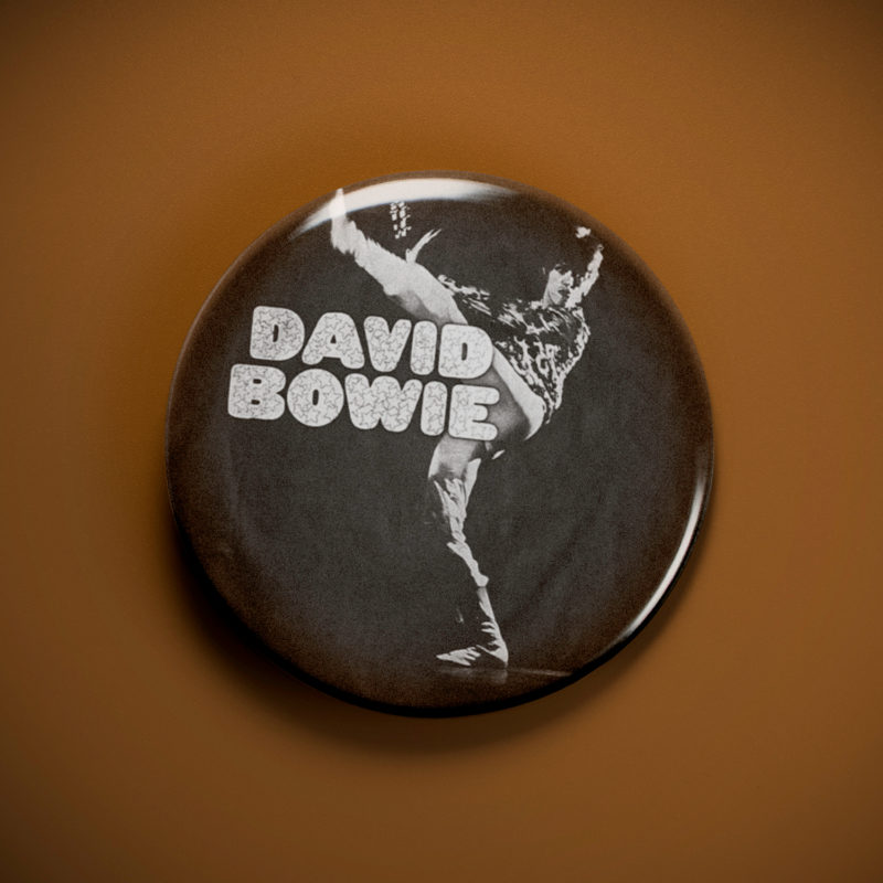 David Bowie Stage Kick 2.25in Pin | 70s Glam Rock Concert Photo