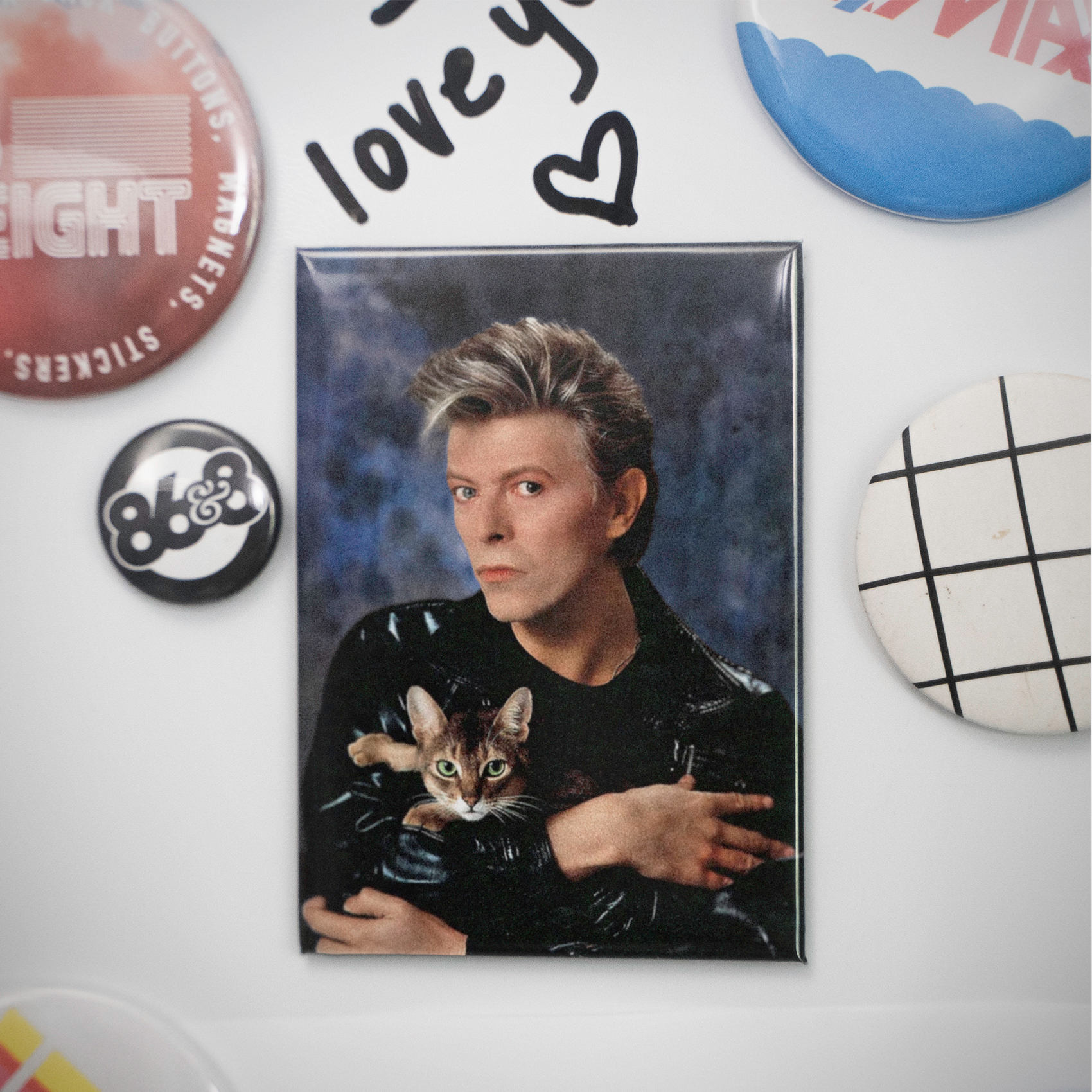 David Bowie Kitten 2.5in Magnet | 80s Glam Rock Portrait - Image 4