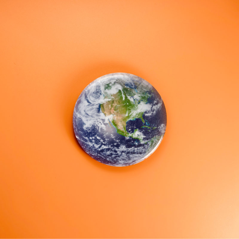 Earth Space View 1.5in Pin | Modern Planet Earth Science Art