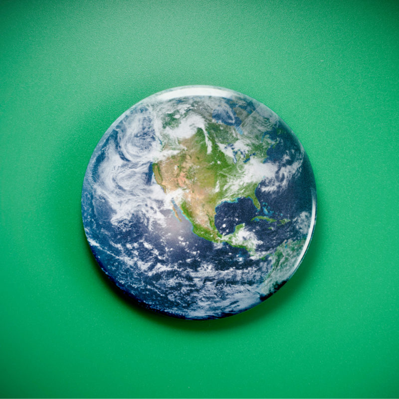 Earth Aerial View 2.25in Pin | Modern Space Exploration Art