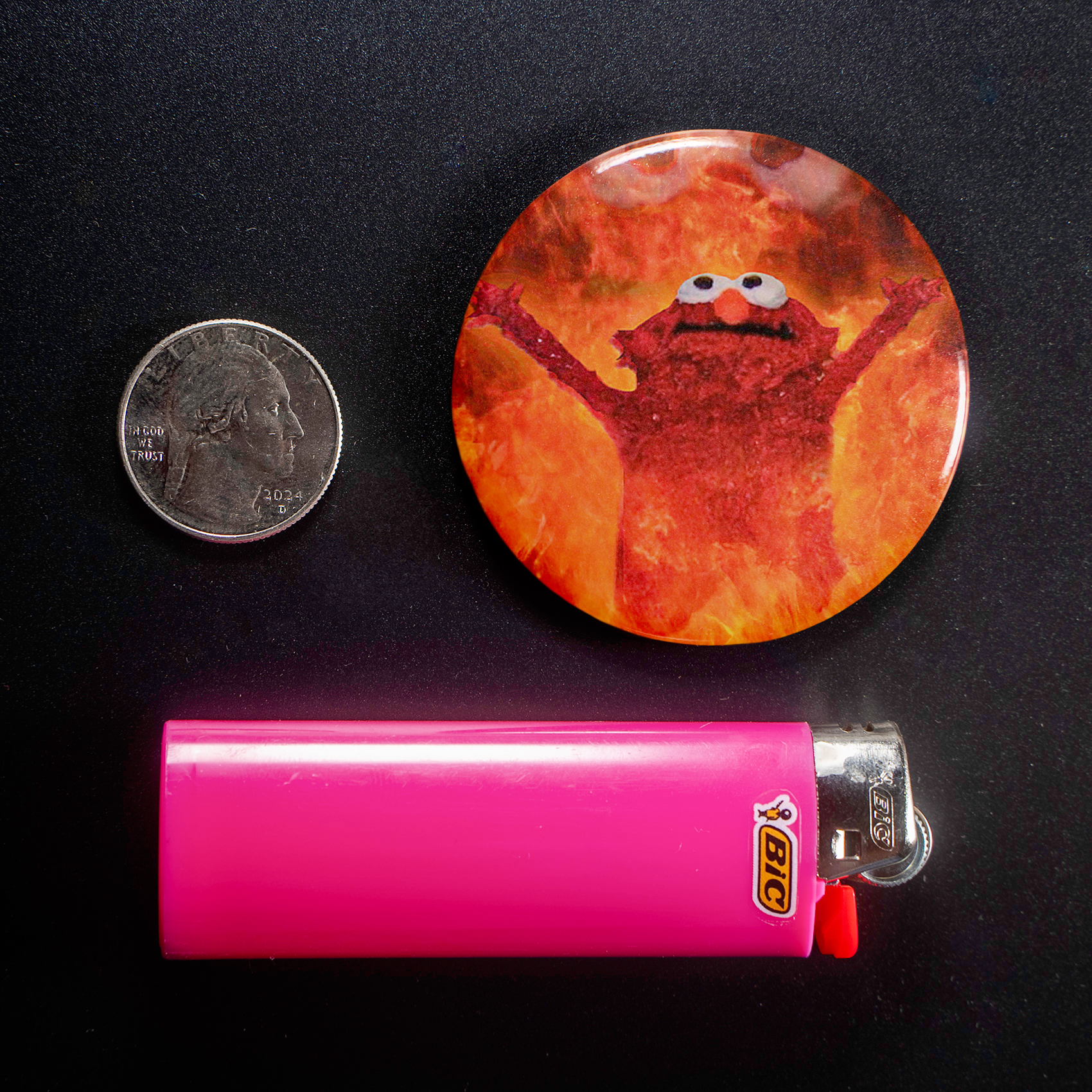 Elmo On Fire 1.5in Pin | Chaotic Elmo Meme 2010s Humor - Image 3