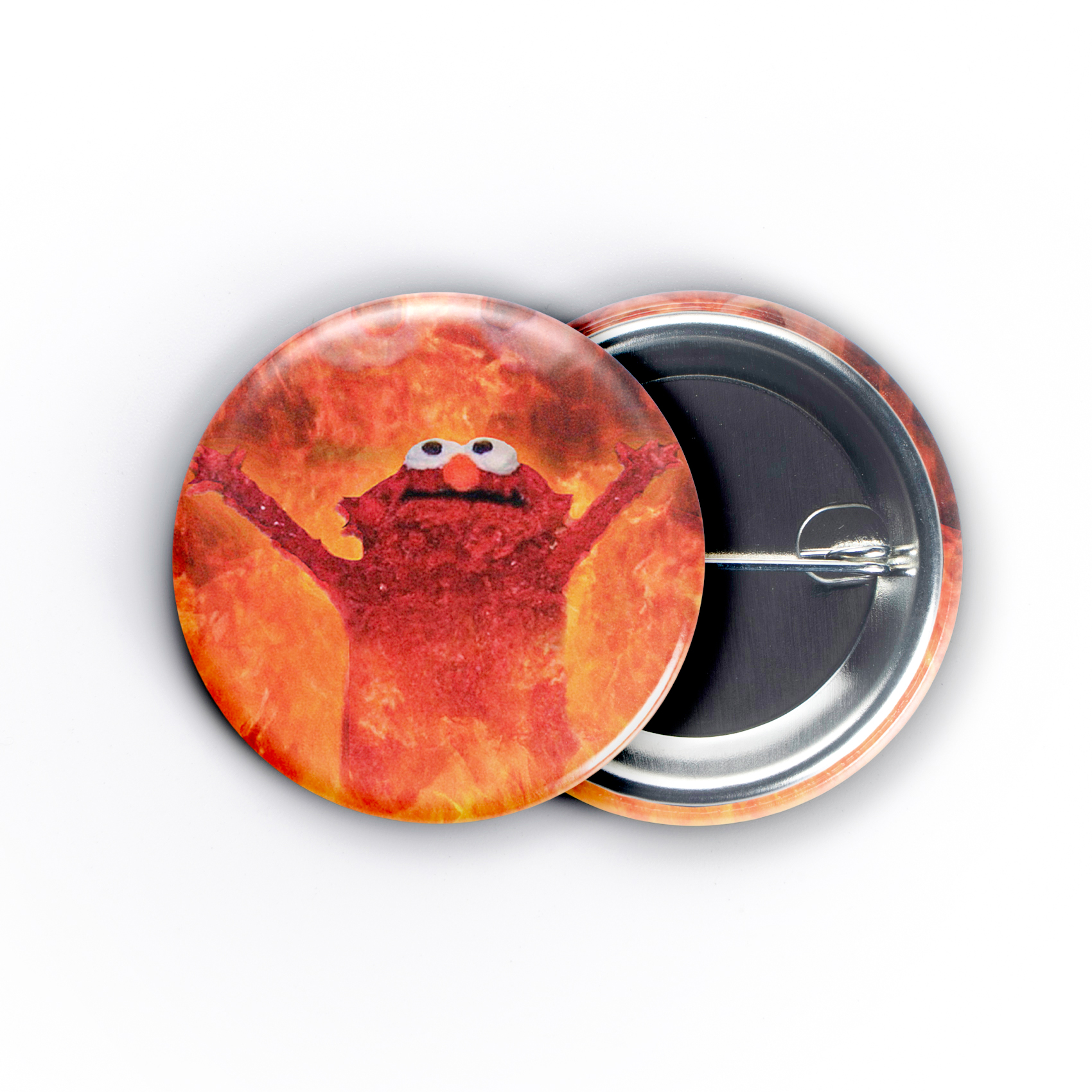Elmo On Fire 1.5in Pin | Chaotic Elmo Meme 2010s Humor - Image 4