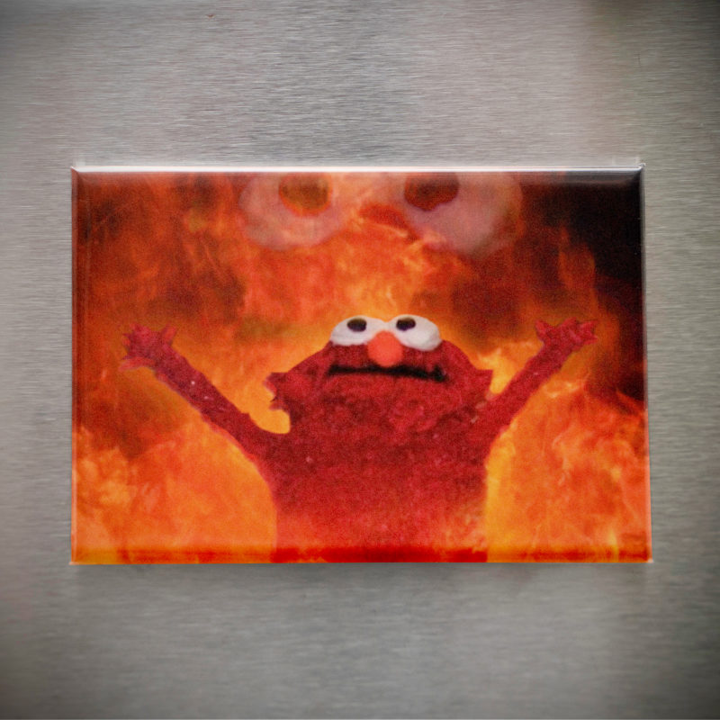 Elmo On Fire 2.5x3.5in Magnet | Chaotic Meme 2010s Humor