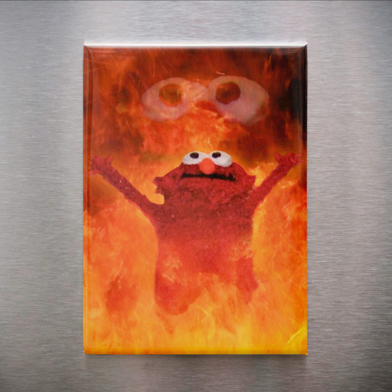 Elmo On Fire 2.5x3.5in Magnet | Chaotic Meme 2010s Humor