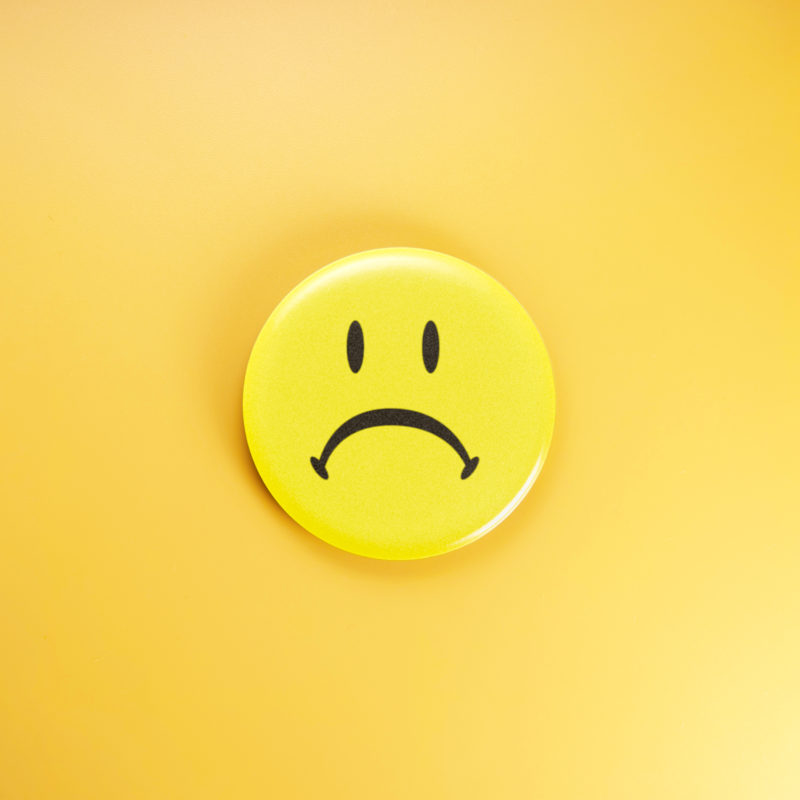 Frowny Face 1.5in Pin | Ironic Emoticon Modern Meme