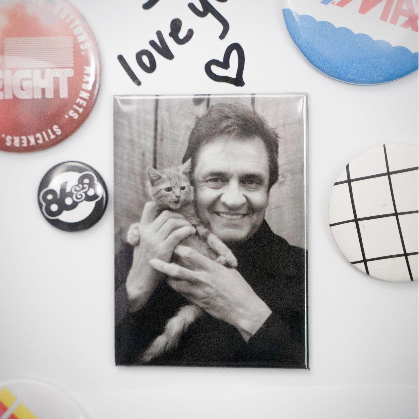 Johnny Cash With A Kitten 2.5in Magnet | Mid-Century Country Music Icon - Image 4