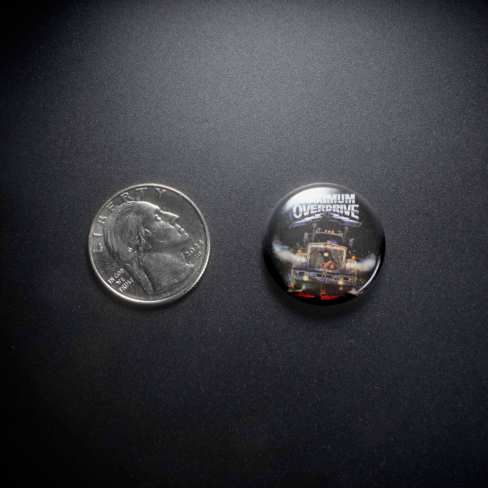 Maximum Overdrive Movie Poster 1in Pin | 80s Sci-Fi Horror Truck Terror - Image 3