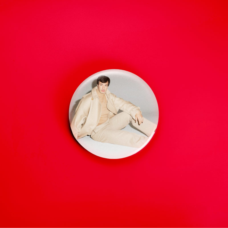 Nathan Fielder GQ Khaki 1.5in Pin | 2010s Surreal Comedy Portrait