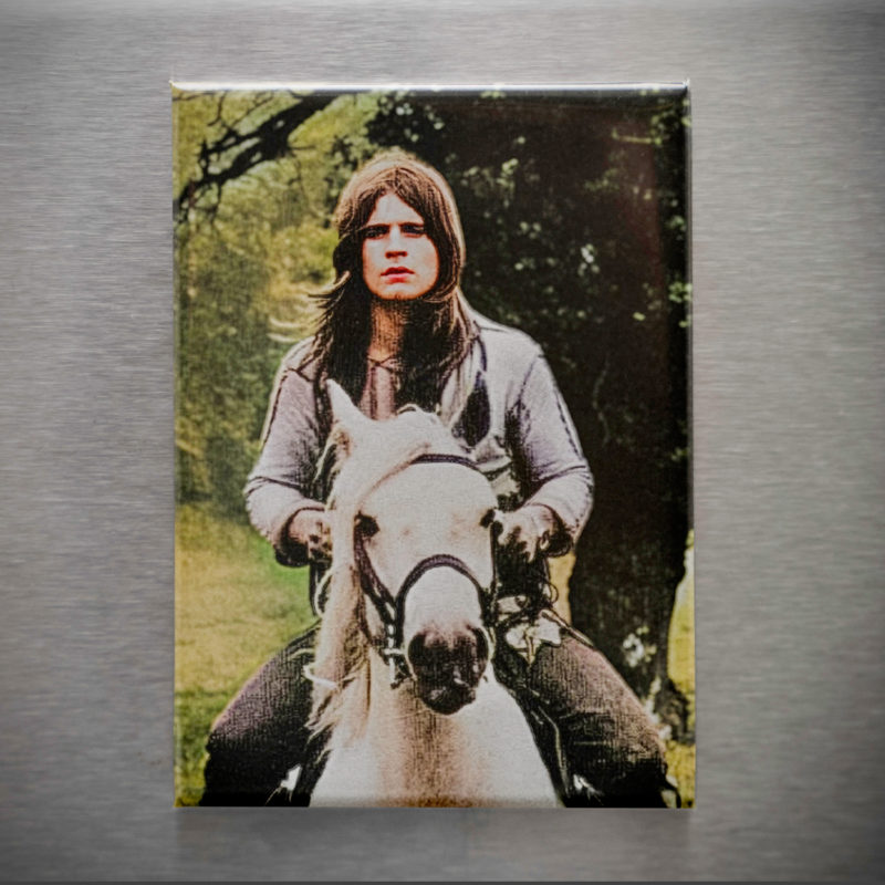 Ozzy Osbourne On A Horse 2.5in Magnet | Youthful Ozzy 70s Rock Photo