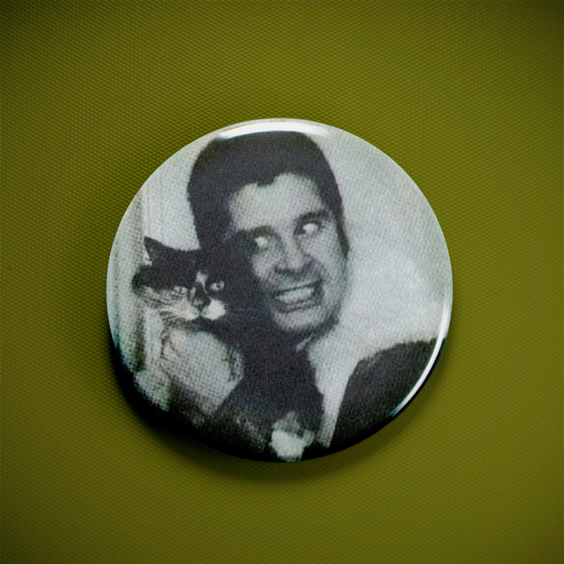 Ozzy Osbourne With A Kitten 2.25in Pin | 70s Rock Star with Kitten