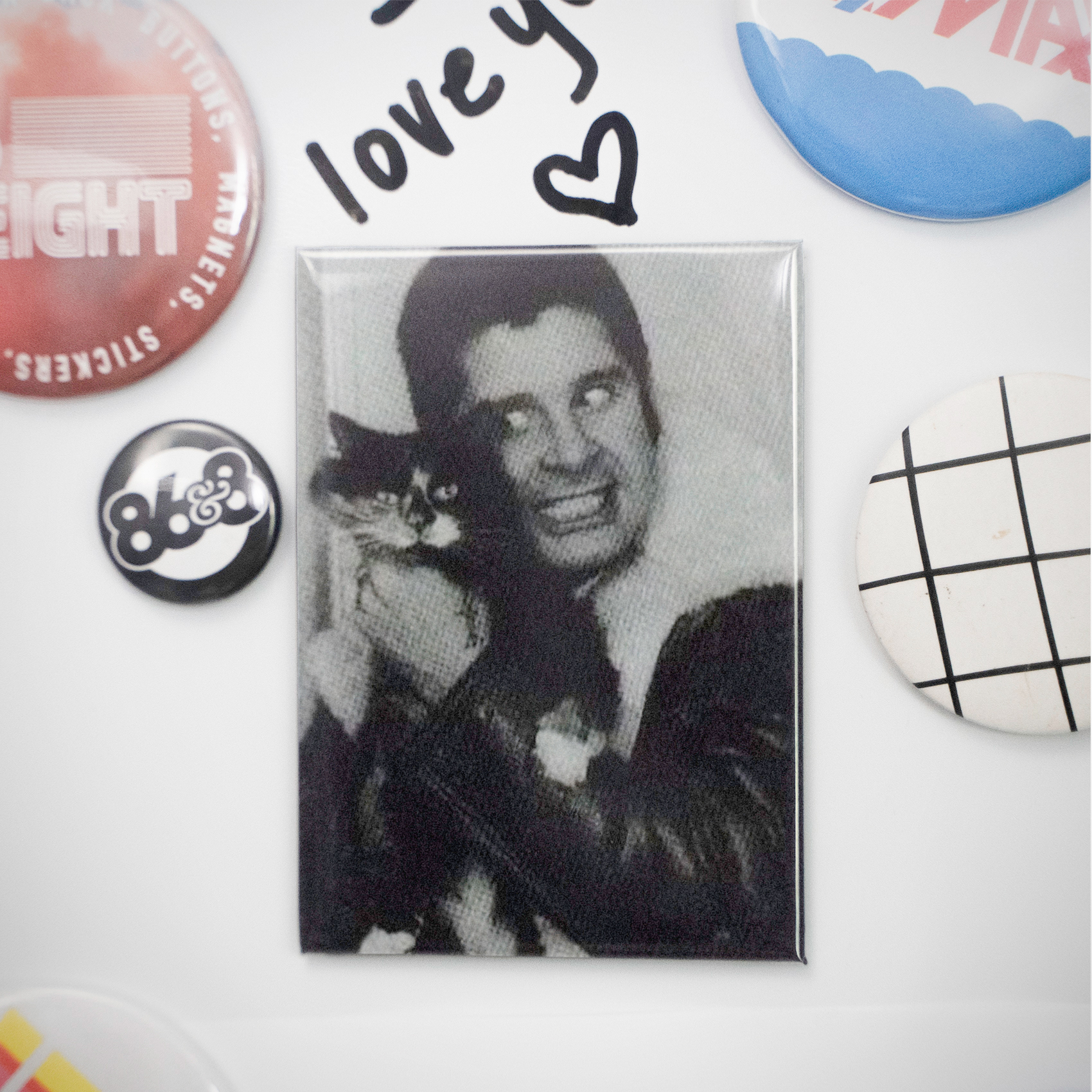 Ozzy Osbourne With a Kitten 2.5in Magnet | 70s Rock Star & Kitten Photo - Image 4