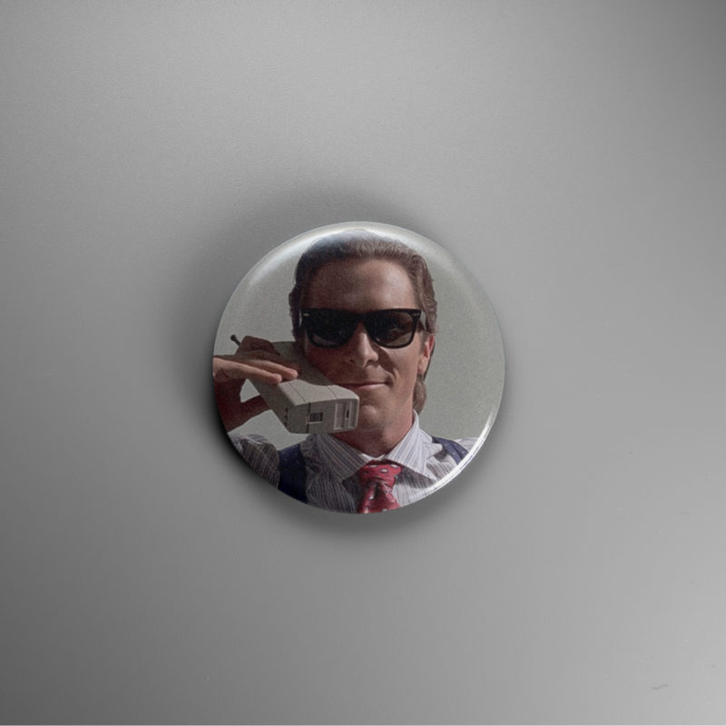 American Psycho Cell Phone 1.5in Pin | Christian Bale 80s Yuppie Horror