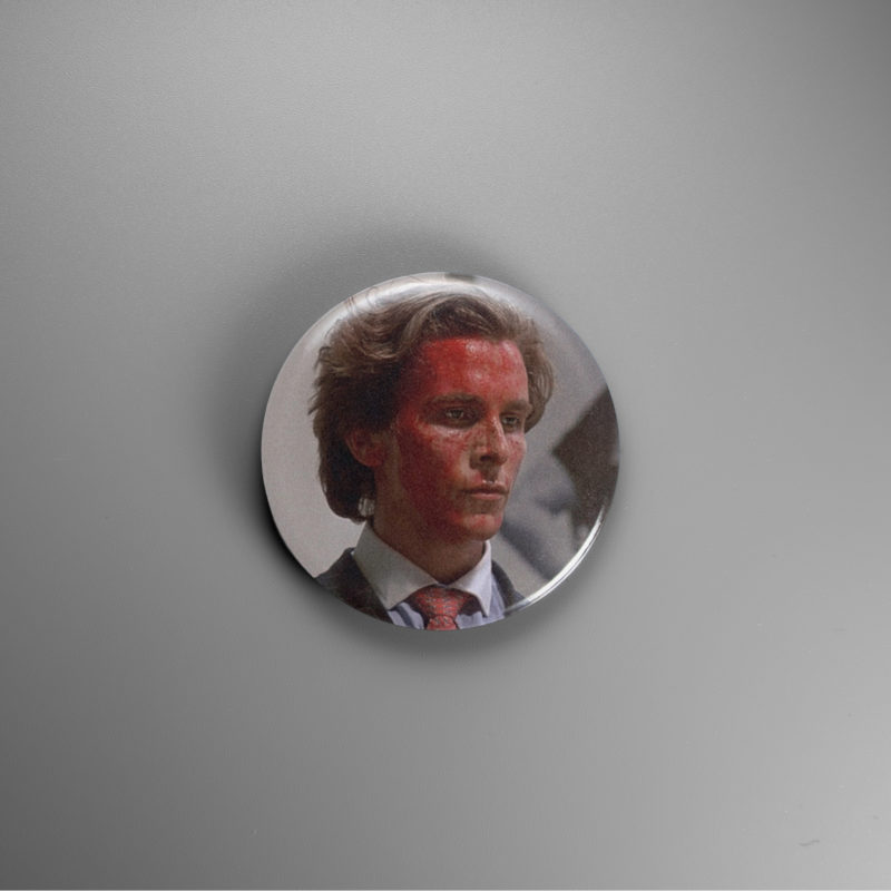 American Psycho Bloody Face 1.5in Pin | Christian Bale 80s Yuppie Horror