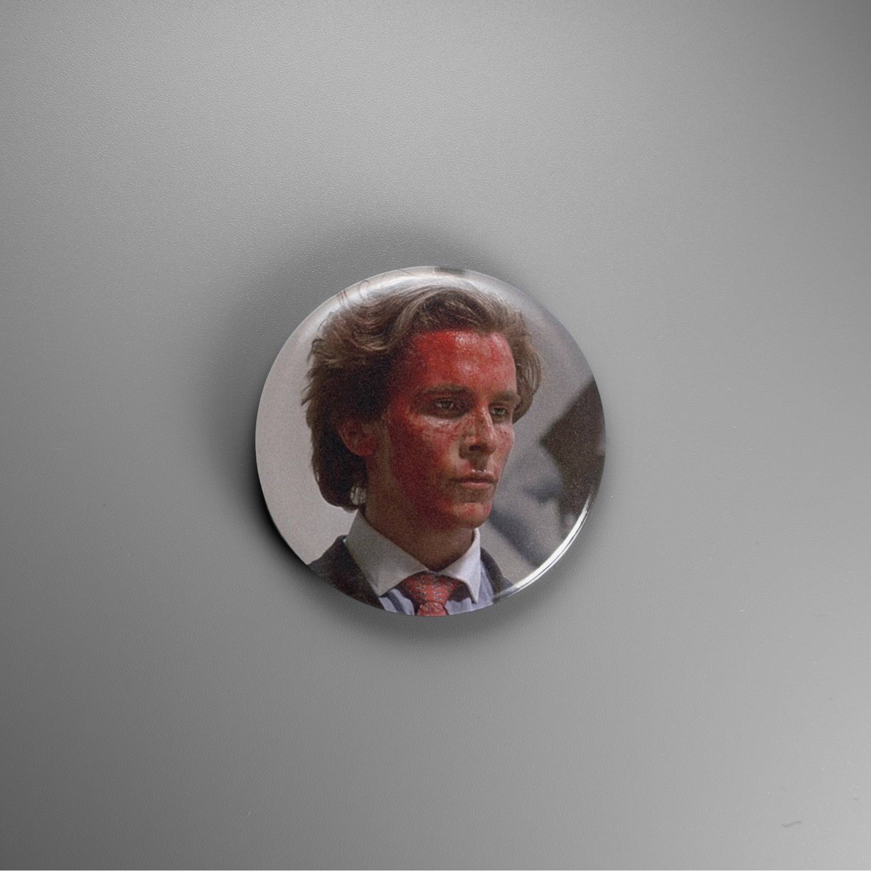 American Psycho Bloody Face 1.5in Pin | Christian Bale 80s Yuppie Horror