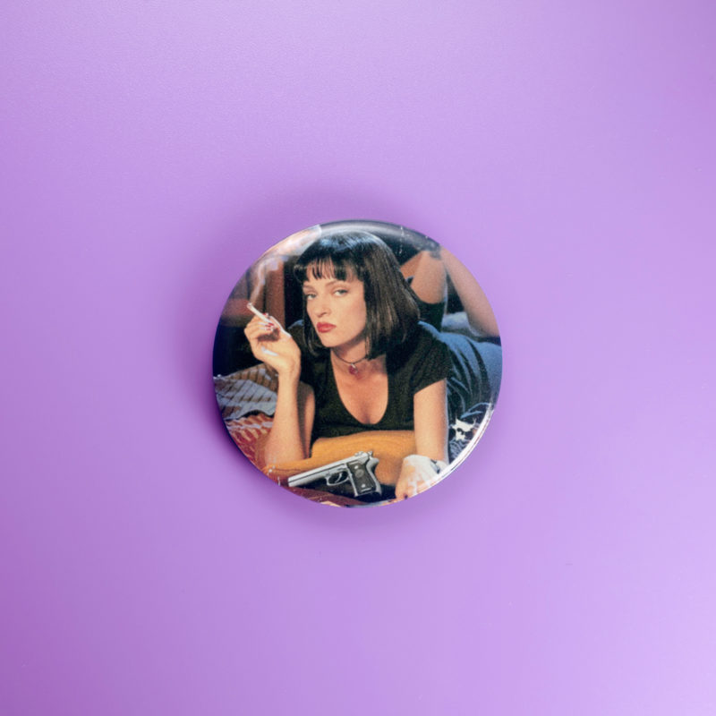 Pulp Fiction Movie Poster 1.5in Pin | Uma Thurman 90s Crime Thriller