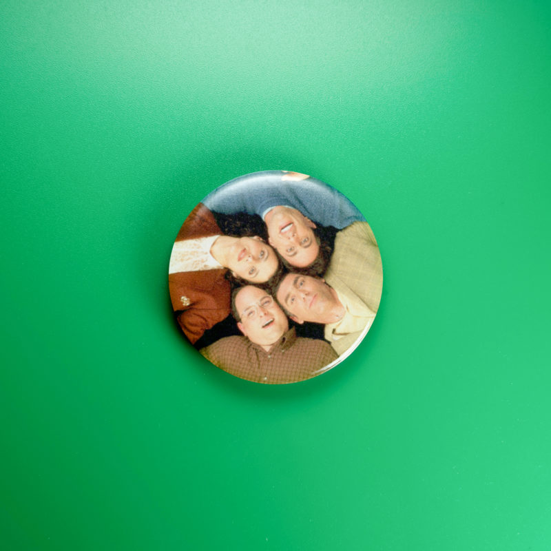 Seinfeld Heads 1.5in Pin | 90s Sitcom Quirky Humor