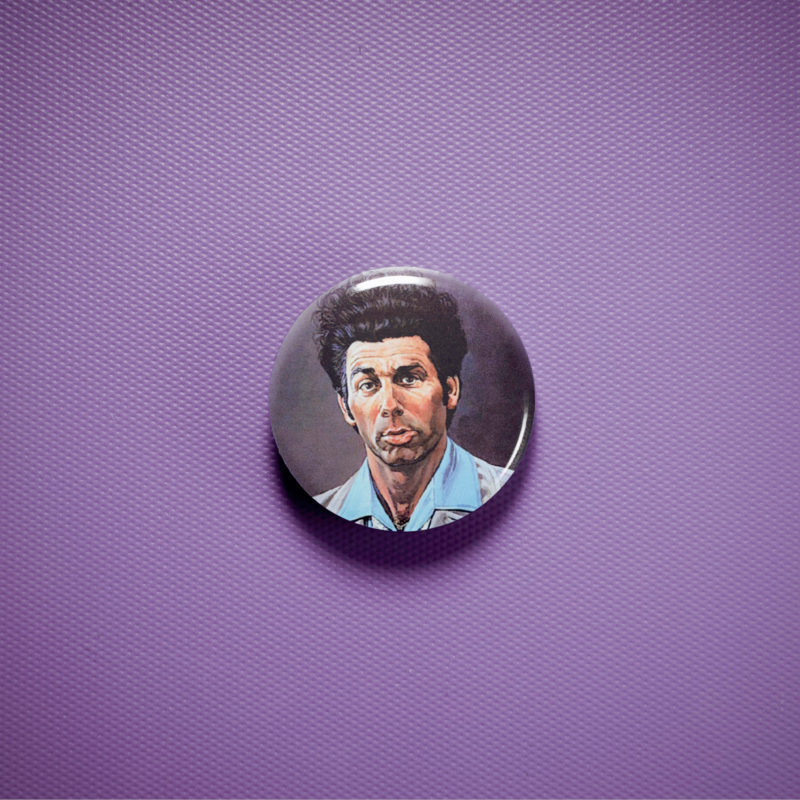 Seinfeld Kramer Oil Painting 1in Pin | Kramer 90s Sitcom Portrait
