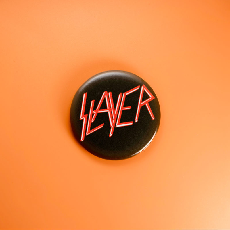 Slayer Black & Red Logo 1.5in Pin | 80s Thrash Metal Band Logo