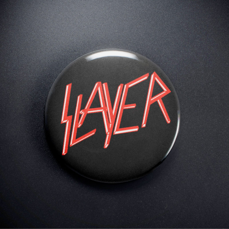 Slayer Black & Red Logo 2.25in Pin | 80s Thrash Metal Band Logo