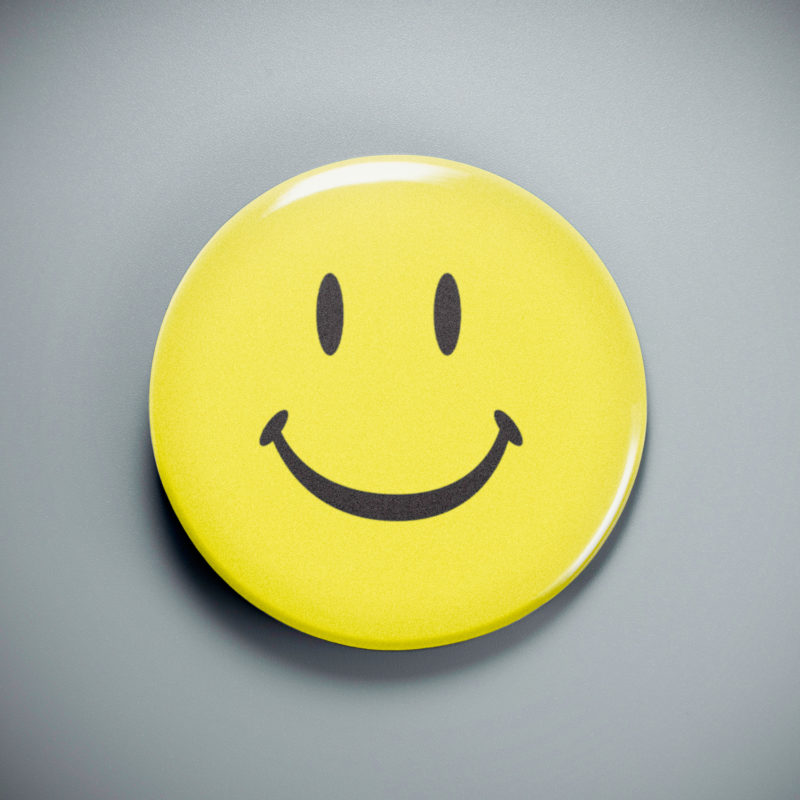 Smiley Face 2.25in Pin | Happy 70s Retro Nostalgia