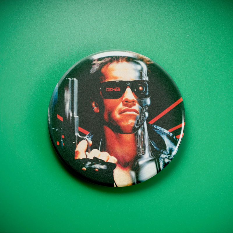 Terminator Movie Poster 2.25in Pin | Arnold Schwarzenegger 80s Cyberpunk Action
